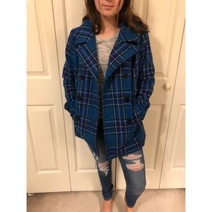 Old Navy Wool Coat in Blue Plaid